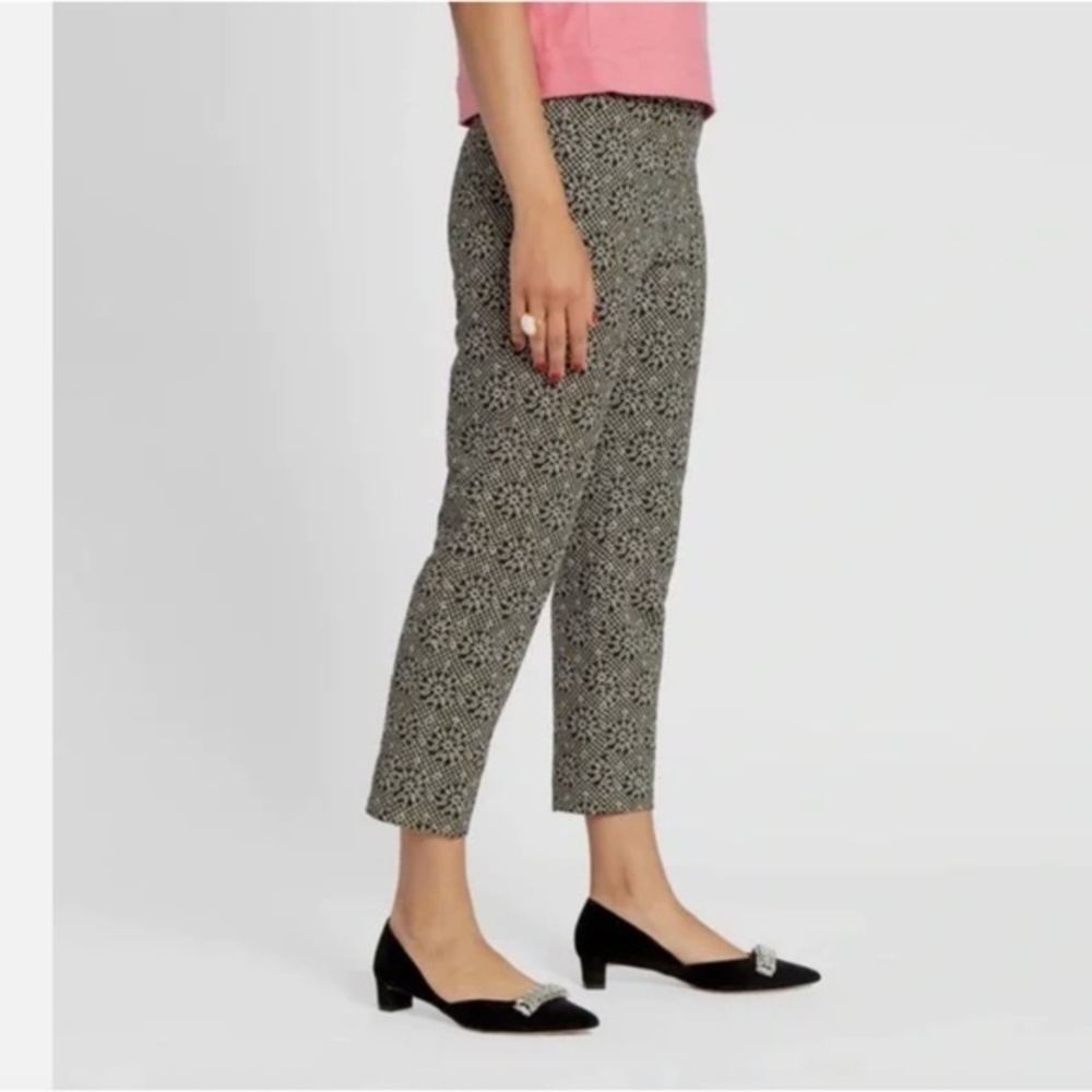 Frances Valentine Petrie Black Gold Metallic Cropped Ankle Cigarette Pants Nwt 8